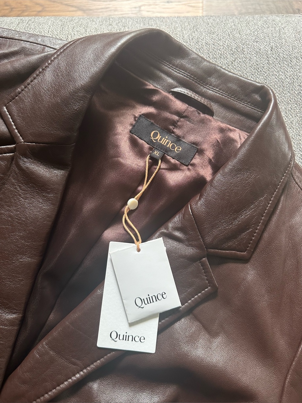 NWT Quince 100% Leather Blazer Jacket XL - Picture 6 of 8